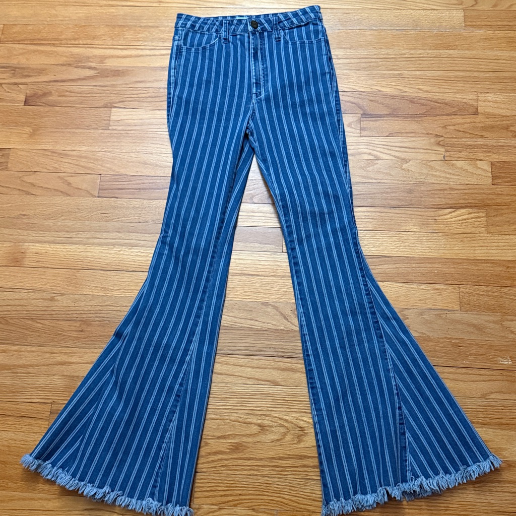 Show Me Your Mumu Berkeley Stripe Bells Blue Jeans 27 B03